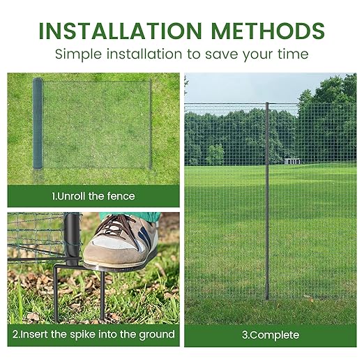 Non Electric Fence Netting, 40in x 164ft Nylon Portable Movable Livestock Nets Mesh for Chickens, Goats, Sheep, Dog, All-Purpose Fencing for Backyard Homesteader Farm Ranche