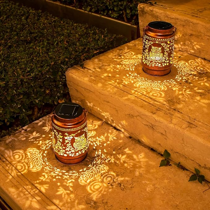 Solar Lanterns Outdoor Garden Decor,Birthday,Retirement Owl Gifts for Women, Mom, Grandma, Friend, Thanksgiving, Decorative Waterproof Hanging LED for Yard, Patio, Lawn, Landscape, Backyard