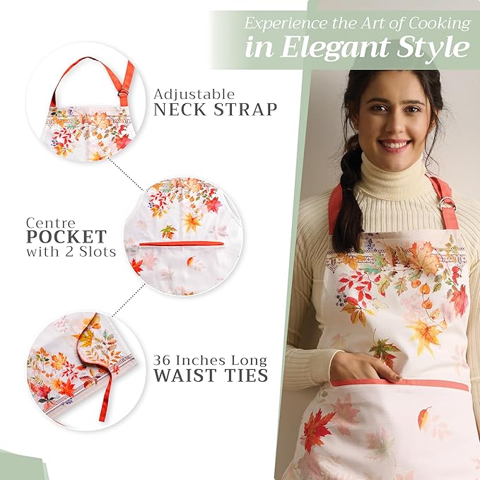 Maison d' Hermine 100% Cotton Apron for women with Pocket Kitchen Chef Apron for Men Cooking Easter Decorations