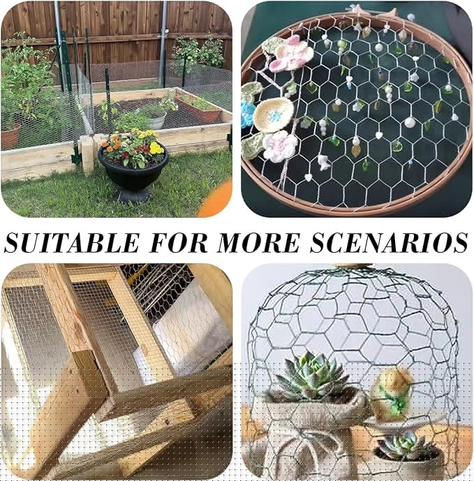 Chicken Wire Mesh, 15.75IN x 49.17FT Hexagonal Galvanized Steel Chicken Wire Fence, Metal Poultry Wire Netting for Chicken Coop Rabbit Dogs Barrier