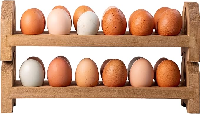 Farmhouse Stackable Wood Egg Holder - Fresh Egg Storage (2)