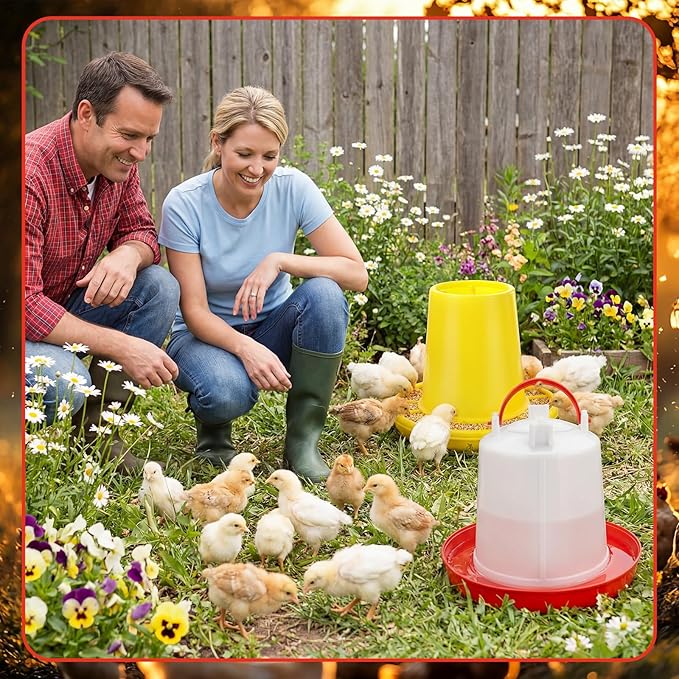Pickmesh 4 pcs Chick Feeder and Waterer Set 1.5kg Feeder and 0.4 Gal Waterer for Chicks Ducks and Quail, Brooder Starter Kit and Chicken Coop Accessories