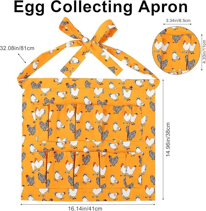 Egg Collecting Apron for Kids, Chicken Egg Apron with 8 Pockets, Eggs Aprons for Fresh Eggs for Hen, Duck, Goose