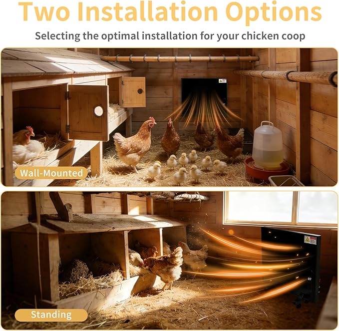 200W Smart Chicken Coop Heater with Thermostat – Check Temperature, APP-Controlled Temperature & Timer, Big Heat Plate for Chicken Coop, Fireproof Chick Heat Plate, 23" x 20"