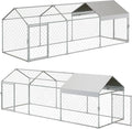Large Metal Chicken Coop Run for 8-12 Chickens, Chicken Runs for Yard Run Hen House with Waterproof Anti-UV Cover, Portable Chicken, Coop for Outdoor Chicken Rabbit Duck, Silver, 120"×40"×40"