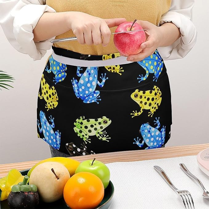Half Apron with 3 Pockets Chef Cooking Kitchen Restaurant Aprons for Women Men