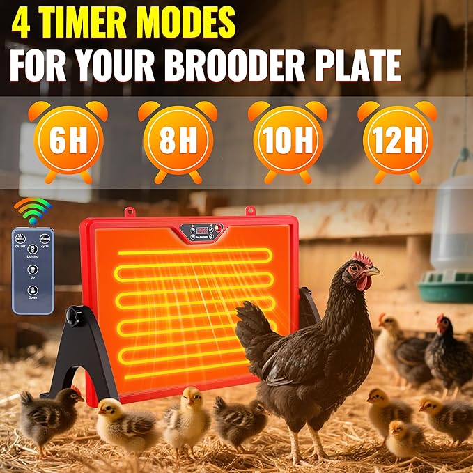 Chicken Coop Heater, Chicken Heater for Chicken Coop Accessories, Double Sided Brooder Plate for Chicks Timers and Thermostat, Chicken Heater for Coop, Chick Brooder Heating Plate UL-Compliant