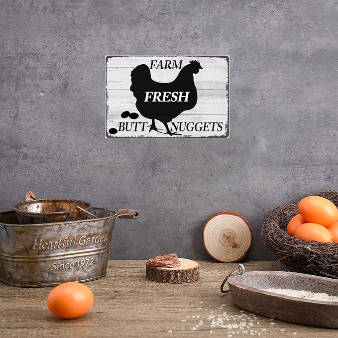 Funny Chicken Coop Signs Chicken Decor Tin Signs Chicken Signs for Home Farm Yard Garden Farmhouse Kitchen Decor (8 X 12) Inch