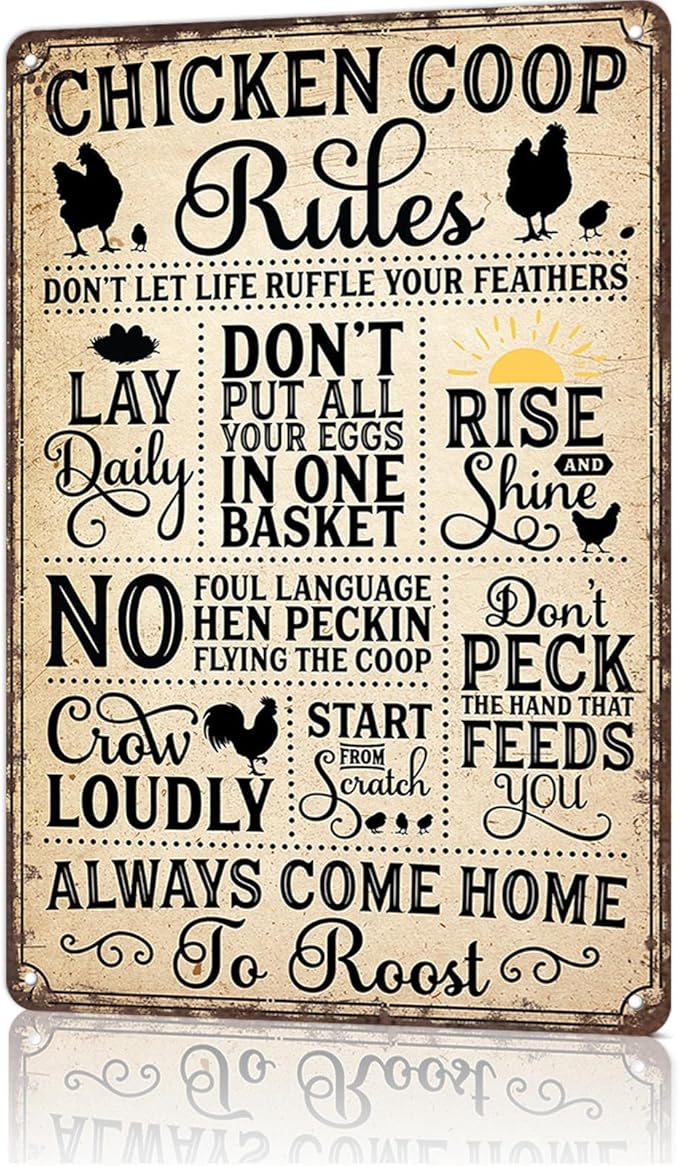 Funny Chicken Coop Metal Signs-Metal Sign Chicken Coop Accessories Posters Wall Art for Farmhouse Kitchen Home Decor 8x12inch