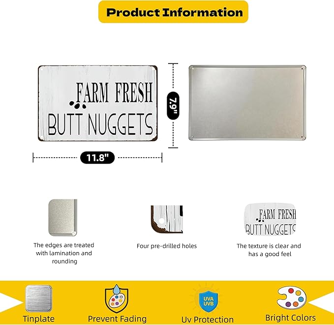 Funny DIY Magnetic Attraction Design,Vintage Chicken Decor Metal Sign, Funny Farmhouse Kitchen Wall Art, Unique Home Decor Gifts for Women, Farmhouse Style Enthusiasts, Retro Chicken Coop Accessories,8*12 Inch (Medium Grey)