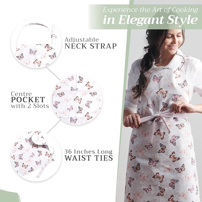 Maison d' Hermine 100% Cotton Apron for women with Pocket Kitchen Chef Apron for Men Cooking Easter Decorations