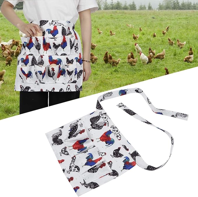Eggs Collecting Apron with Multiple Pockets, Farm Apron for Chicken Duck Eggs, Hands Egg Gathering Holder with Sturdy Polyester Material, for Farmhouse Supplies (2 S)
