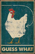 Chicken Coop Signs Vintage Guess What Metal Tin Sign Chicken Coop Accessories Retro Chicken Decor For Kitchen Farm 8x12 Inch