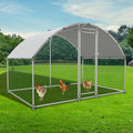 Large Metal Chicken Coop, Outdoor cage Run with Waterproof and Anti-UV Cover, Dome Roof Walk-in Poultry Cage Rabbit Duck House for Outside, Backyard and Farm.