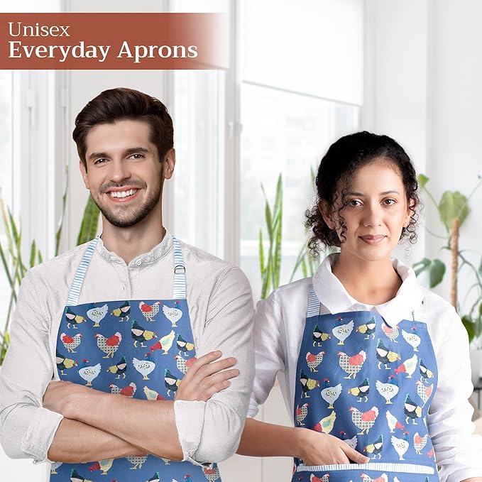 Maison d' Hermine 100% Cotton Apron for women with Pocket Kitchen Chef Apron for Men Cooking Easter Decorations