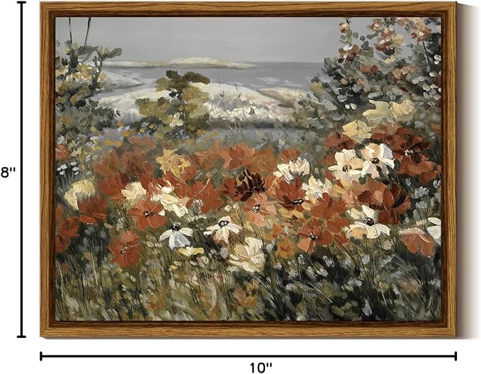 InSimSea Framed Canvas Wall Art Flower Home Decor Framed Vintage Botanical Prints Rustic Farmhouse Wall Decor Mid Century Modern Decor Art Prints Floral Room Decor for Living Room Bedroom 8x10in