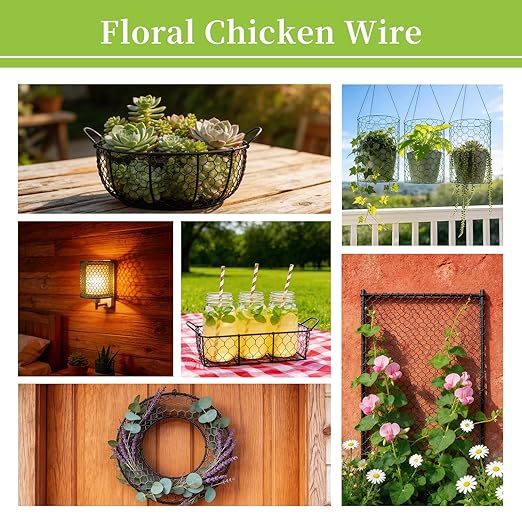 Floral Chicken Wire for Floral Arrangements for Reinforce Chicken Wire Fencing 4 x 118 Inch Hexagonal Galvanized Mesh Fence Includes Gloves Ties & Cutter