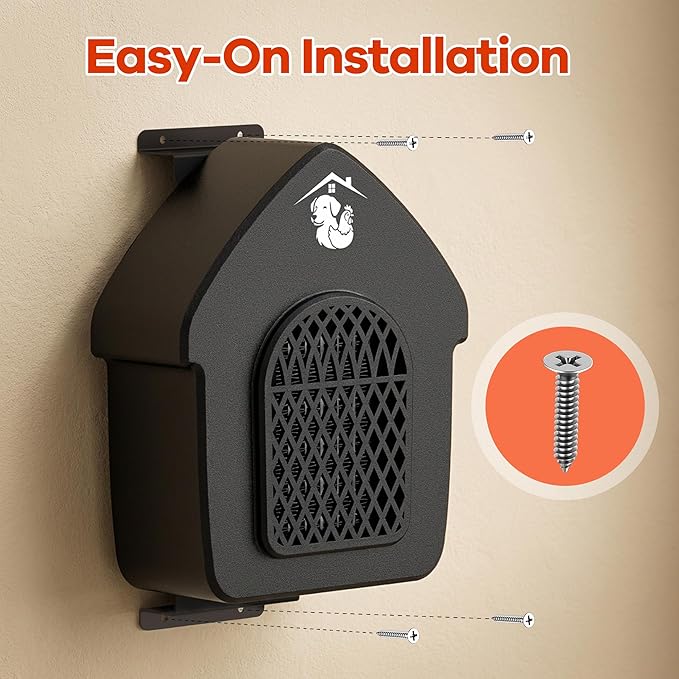 Dog House Heater with Thermostat, Outdoor Pet Heater with Anti-Bite Cord, Chicken Coop Heater, Wall-Mounted Heater for Dog House Outdoor, Suitable for Dogs Cats Chickens Hamsters