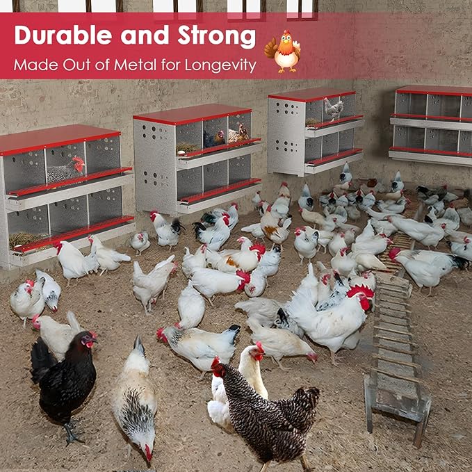 Chicken Nesting Boxes, 6 Hole Nesting Box for Chickens with Easy Egg Collection Roll Away Heavy Duty Chicken Coop Laying Box for Hens