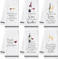 GROBRO7 Funny Wine Hand Towel - 6Pcs Wine Theme Kitchen Decorative Soft Polyester Dish Towels for Bar Dining Room Bathroom Home Party Decor, Housewarming Gift for Hostess Men Women