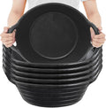 Maxdot 6 Pieces Rubber Feed Pan with Handles 3 Gallon Heavy Duty Livestock Feed Tub for Horses Goats Chickens Ducks Flexible Garden Farm Utility Bucket Harvest Tub for Vegetables Washing Soil Mixing
