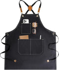 Aprons For Women Men With Large Pockets, Waterproof Cotton Chef Aprons For Cooking Server Grilling Bbq Kitchen