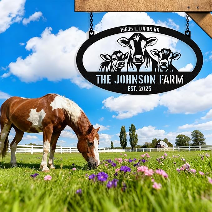 Personalized Farm Goat Metal Sign, Custom Goat Barn Sign, Customized Farm Metal Signs Outdoor, Custom Large Hanging Family Name Signs for Farms, Ranch, Barn, Farmhouse