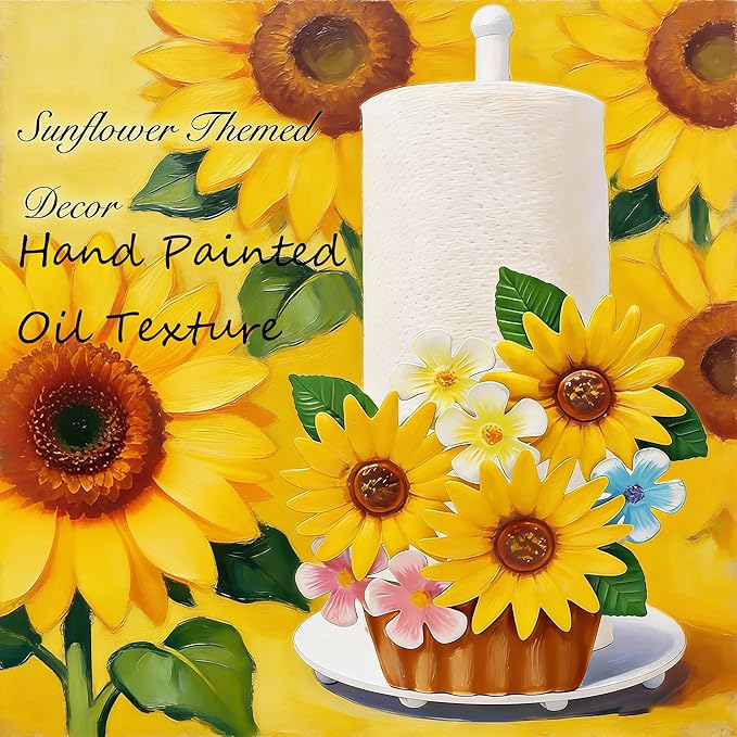 Sunflower Kitchen Decor Sunflower Gifts for Women Sunflower Paper Towel Holder Countertop Yellow Farmhouse Paper Towel Stand Cute Kitchen Decor Home Stuff Housewarming Gifts