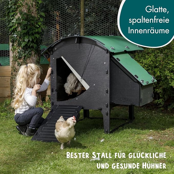 Plastic Chicken Coop 25yr Lifespan - Small Lodge Chicken Coop for 3 Chickens Or 5 Bantams | Suitable for Large Hens & Ideal for Broody Chickens & Chicks | Low Hen House for Poultry with Nesting Box