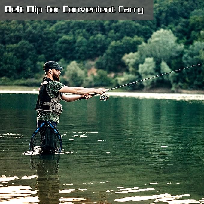 PLUSINNO Fishing Net Fish Floating Landing Net, Kayak Nets with Fixed Foldable Telescopic Pole Handle, Bass Trout Fishing Nets with Nylon Mesh for Pond Lake River, Fishing Gear Gifts for Men Anglers