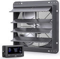 iLIVING 14" Wall Mounted Shutter Exhaust Fan, Automatic Shutter, Temperature and Humidity Controls with Variable Speed, 1200 CFM at 1600 RPM DC Motor