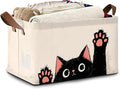 Funny Black Cat Storage Baskets,Foldable Organizer Bin with Handles for Home Living Room Bedroom Closet Box 17x11.5x10Inch