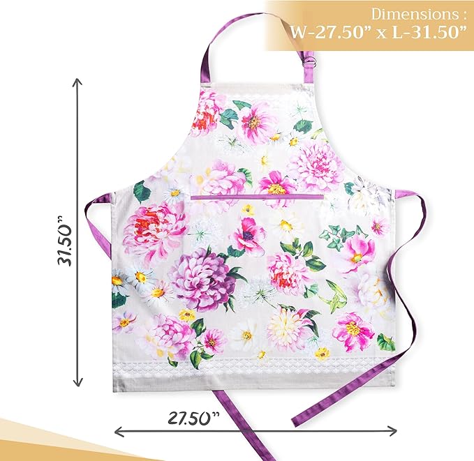 Maison d' Hermine 100% Cotton Apron for women with Pocket Kitchen Chef Apron for Men Cooking Easter Decorations