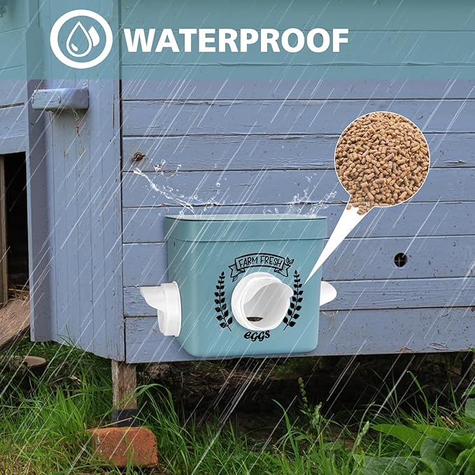 Chicken Feeder, 10 LB Chicken Coop Accessories, Chicken Feeders No Waste for Chicks and Hens, Waterproof Automatic Chicken Feeder, Hanging Chicken Feeder with 3 Ports (Patent Product)