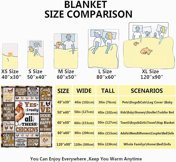 Chickens Blanket | Rooster Flannel Blanket | Animal Lovers Gift | Decor for Couch/Bed/Living Room | Farmhouse Decor - 60"x80" for Adults