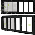 2 Pack Shed Windows, 12"x 35" Black Sliding Window Suitable for Chicken Coop, shed, Household, Barn - Transom Window with Tempered Glass and Fiberglass Screen (BK,12''x 35'')