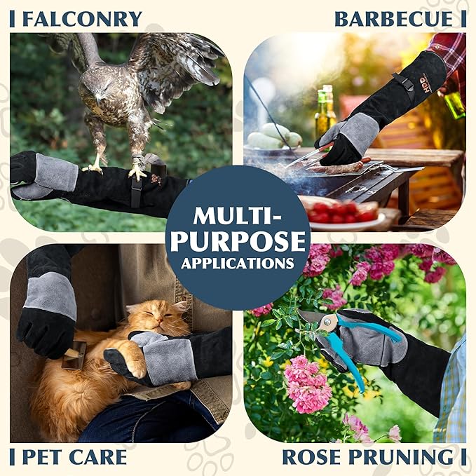 HANDLANDY 24 Inches Animal Handling Gloves Bite-Proof, Scratch-Resistant, Pet Gloves for Dogs, Cats, Falconry, Gardening