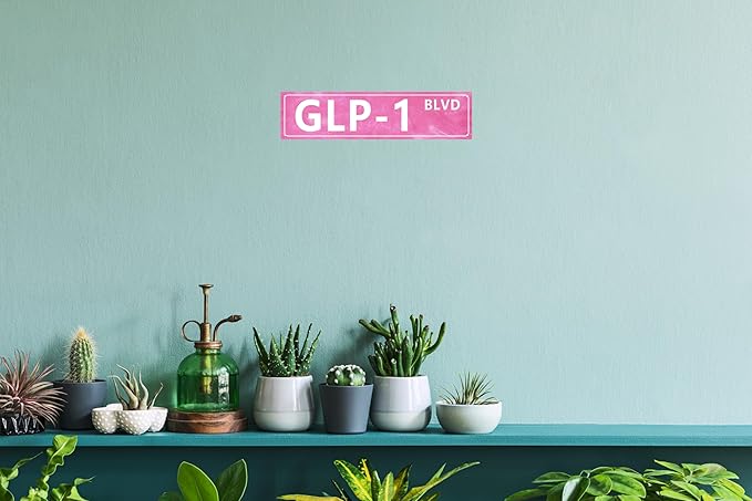 CSWLJS Funny Rustic Metal Tin Signs GLP-1 Kitchen Sign Wall Decor Pink Vintage Farmhouse Bar Decor for Home Pantry Dining Room Coffee Shop 4x16 In