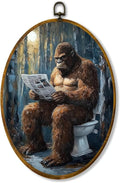 zewepri Funny Sasquatch Canvas Wall Art Print, Forest Painting Artwork on High-Density Canvas with Pre-Installed Hook, 8.6 x 11.4 Inch Wall Decor for Bedroom, Living Room, Study, Gift for Art Lovers