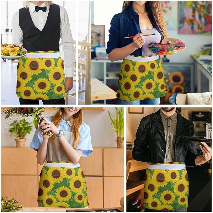 Short 3 Pockets Waist Waiter Waitress Half Apron Waterproof Chef Aprons