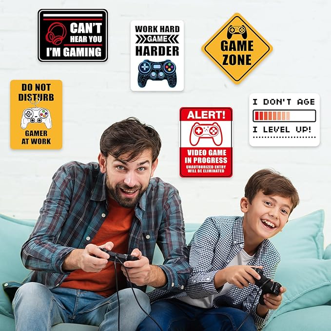 Video Game Party Decorations - 9 PCS Video Game Birthday Party Decorations Gaming Zone Signs for Boys Kids Gaming Birthday Supplies Funny Games Night Decoration for Door Windows Yard Wall Decor