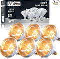 250 Watt Heat Lamp Bulbs, Clear Incandescent Heating Outdoor Light Bulb for Bathroom, Shower, Chickens, Chicks, Ceiling, Reptile, Food, Plants, Medium E26 Base - 6 Pack