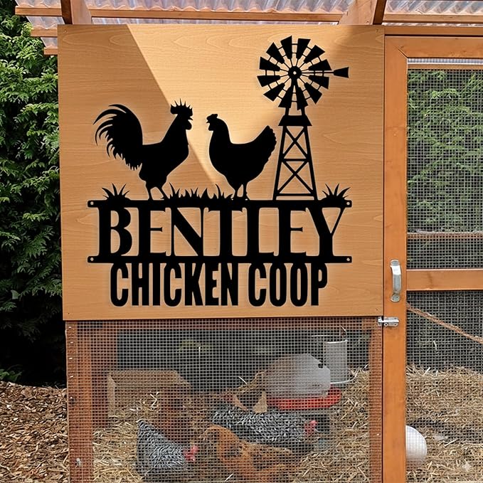 Custom Chicken Coop Metal Sign, Personalized Chicken Coop Sign for Outside, Custom Metal Hen House Farm Signs, Chickens Hen House Farmhouse Wall Art Decor