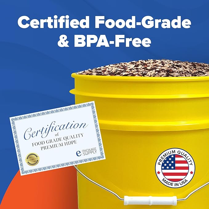 ePackageSupply 5 Gallon Plastic Bucket with Airtight Lid | Made in USA | Food Grade Bucket | BPA-Free | Heavy Duty 90 Mil All Purpose Pail | One 12" Rubber Mallet & One Lid Opener Included | 1 Pack