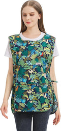 Nanxson Women Cobbler Apron with 2 Patch Pockets Cotton printed Smock with Side Ties for Work Chef kitchen CF3187