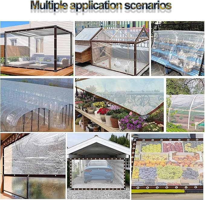Clear Tarps 17x24FT Heavy Duty Waterproof, Outdoor Tarp with Grommets, Outdoor Garden Rainproof Covering for Chicken Coops, Patio, Porch and Outdoor Greenhouse Plant Cover
