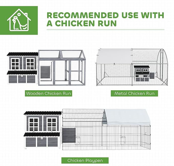 PawHut Wooden Chicken Coop, 39" Chicken House with Nesting Box, Pull-Out Tray, Waterproof Roof, Hen House Outdoor Poultry Cage for 4-6 Chickens, Rabbits, Small Animals, for Backyard, Light Gray