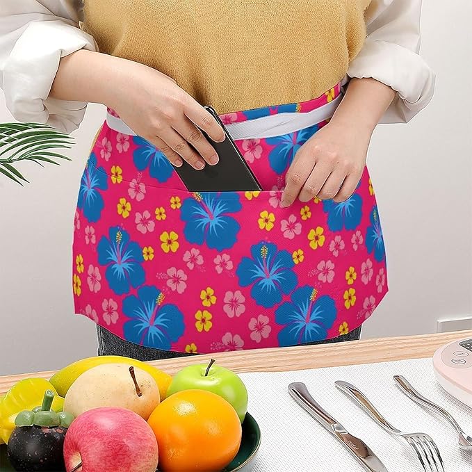 Short 3 Pockets Waist Waiter Waitress Half Apron Waterproof Chef Aprons