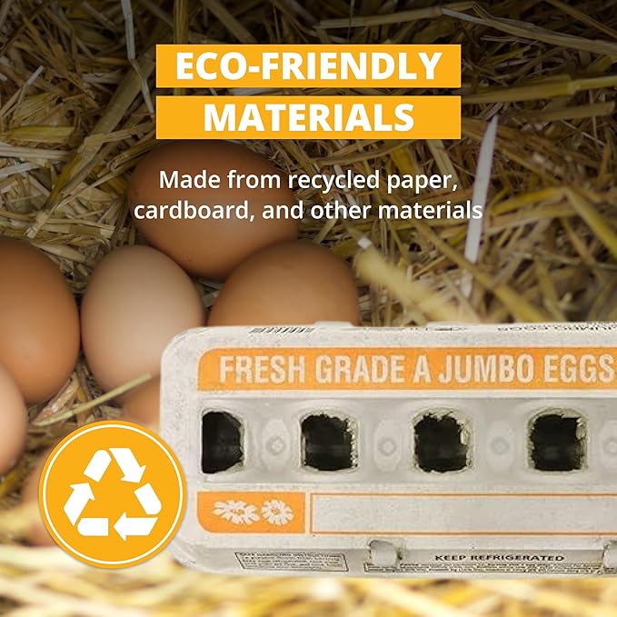 Stromberg's Fresh Grade A Jumbo Printed Egg Cartons, Biodegradable and Eco-Friendly, Made From Recycled Materials, With Educational Prints for Safe Handling Instructions and Nutrition Facts, 100 Pack