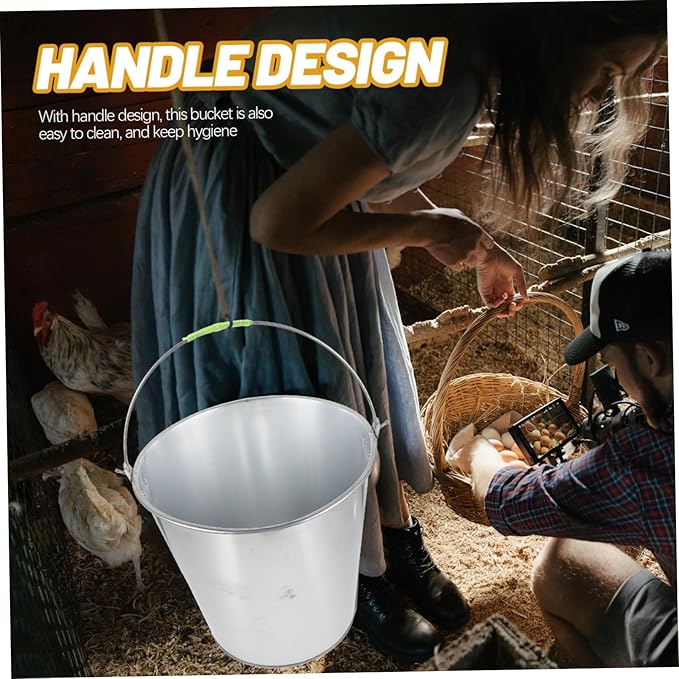 UPKOCH Large Metal Waste Bucket for Kitchen Waste Poultry Feeding Capacity Easy to Clean Handle Versatile Trash Container for Use